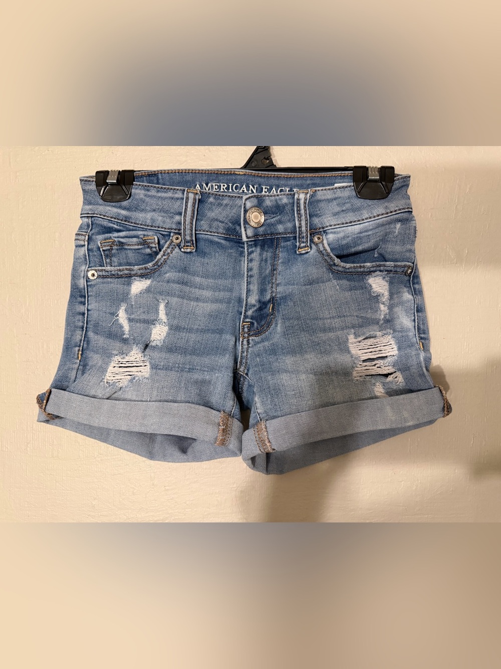 American Eagle Outfitters Light Blue Midi Shorts